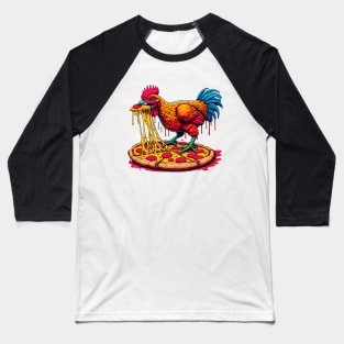 Chicken Pepperoni Pizza T-rex style Baseball T-Shirt